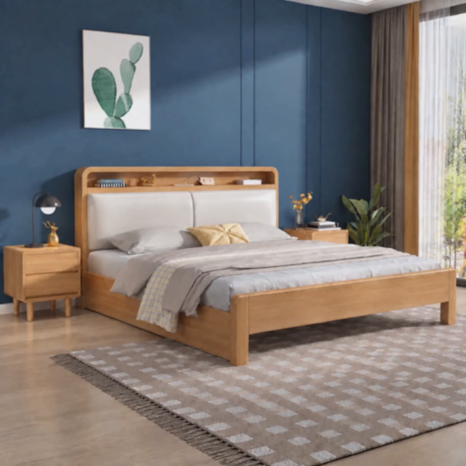 Load video: Lagom Rowan Storage Bed, Wood