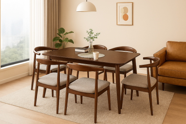Lagom Dining Table Soft Curve, 1.8m, Walnut