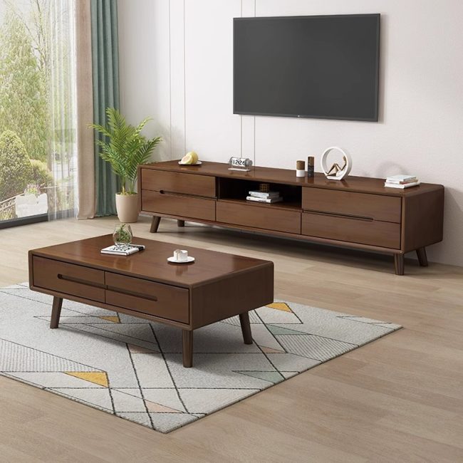 Lagom Vida Coffee Table & TV Unit Set, Walnut