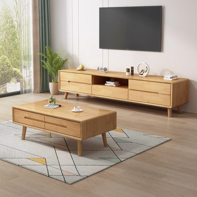 Lagom Vida Coffee Table & TV Unit Set, Wood