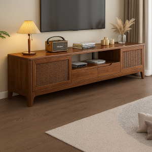 Lagom Rattan Entertainment Unit, 180cm, Walnut