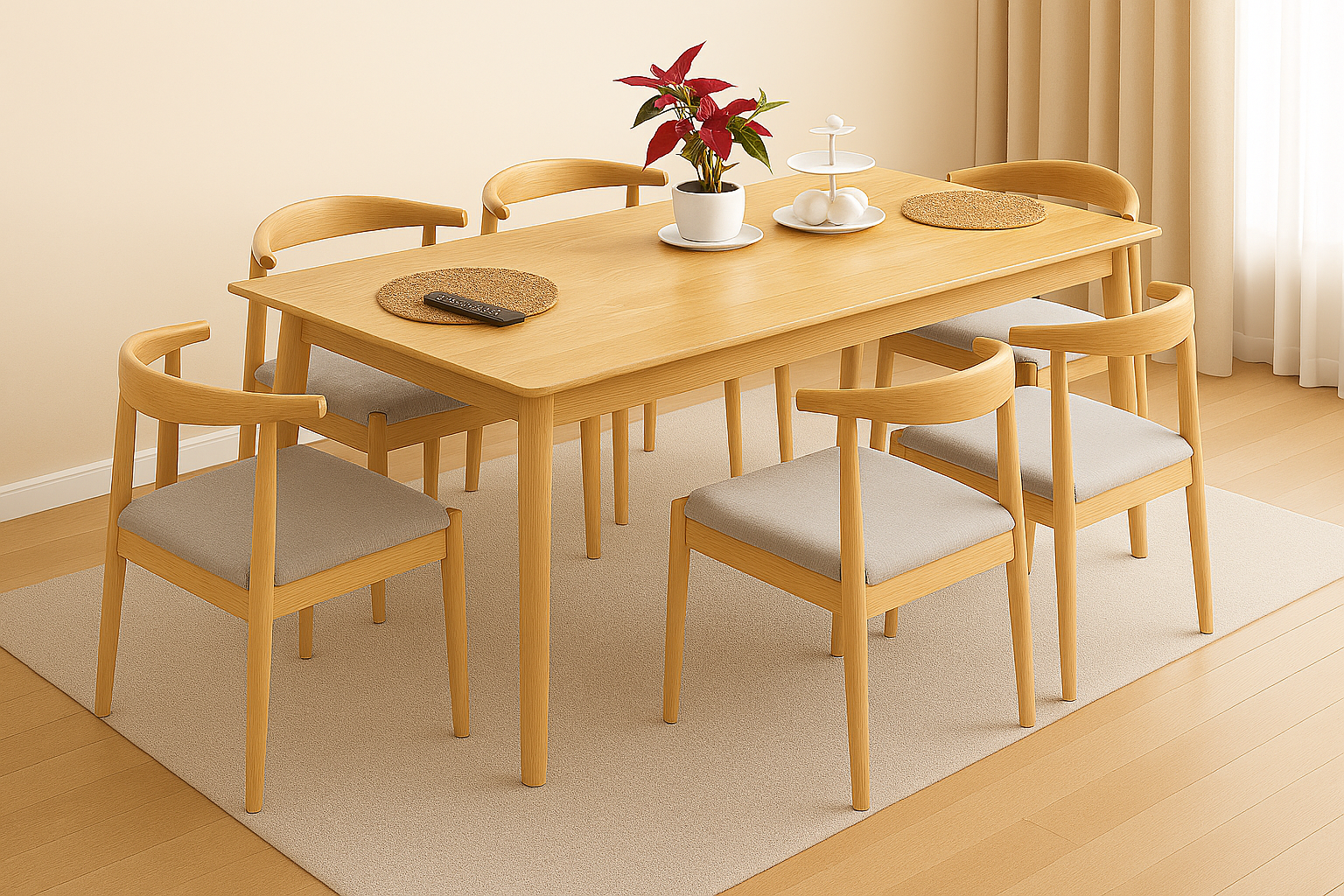 Lagom Dining Table Soft Curve, 1.6m, Wood