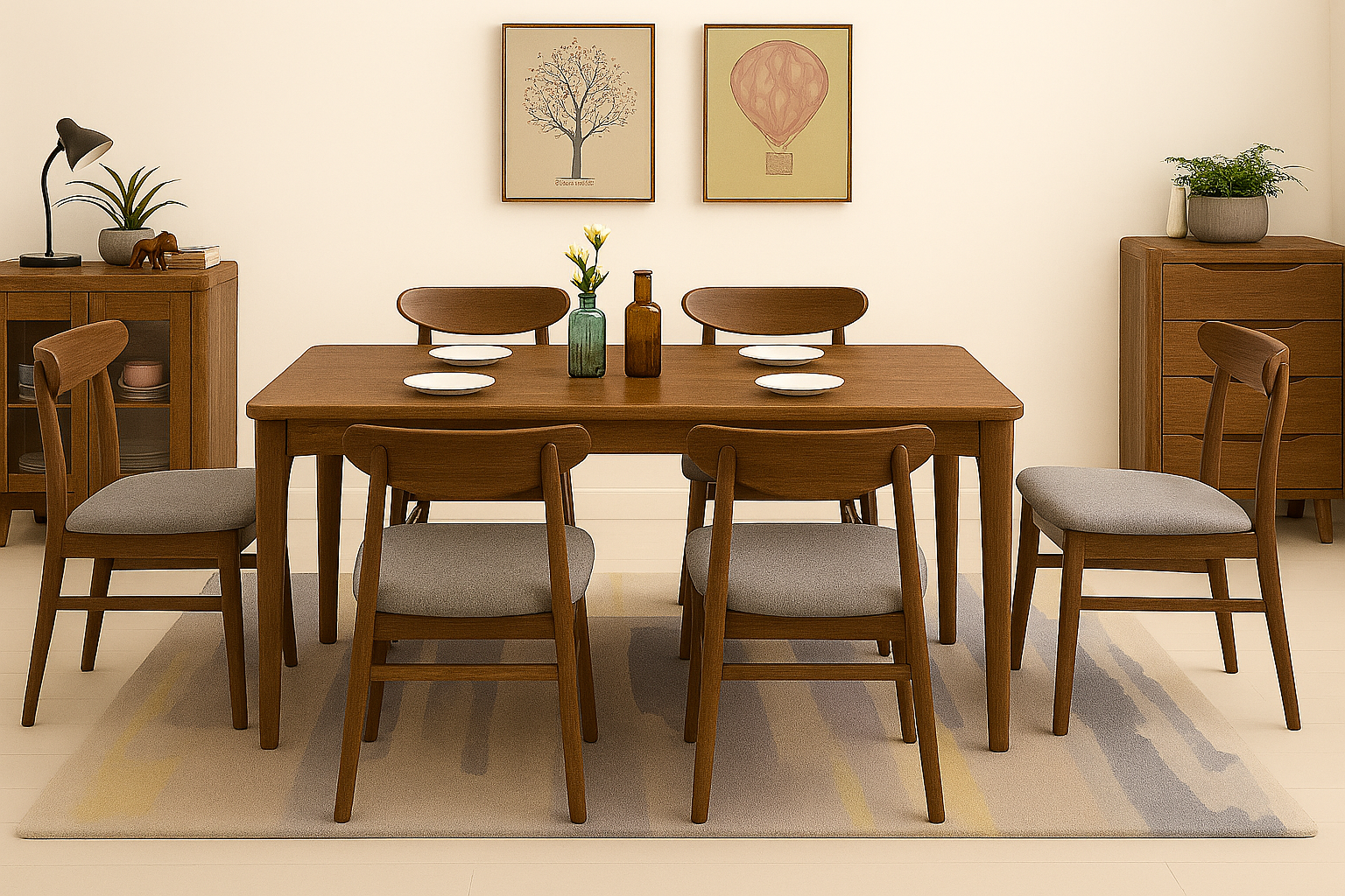 Lagom Dining Table Elm Edge, 1.5m, Walnut