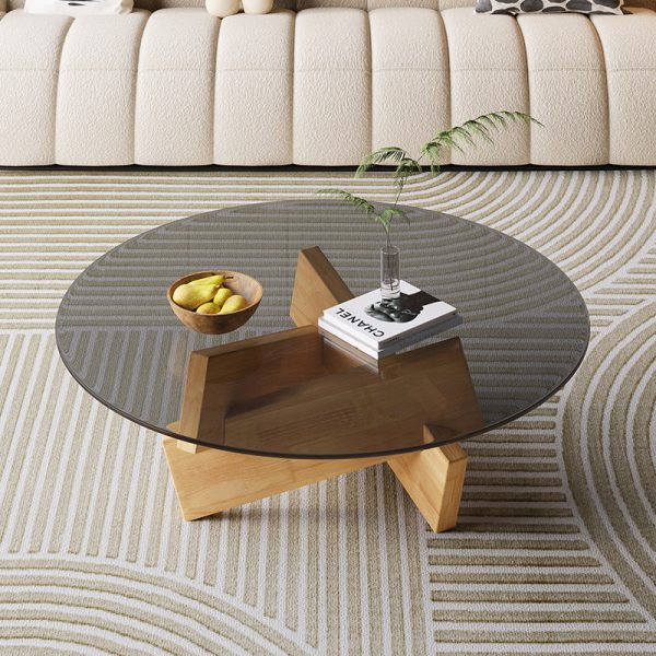 Cross Coffee Table, 80cm, Wood