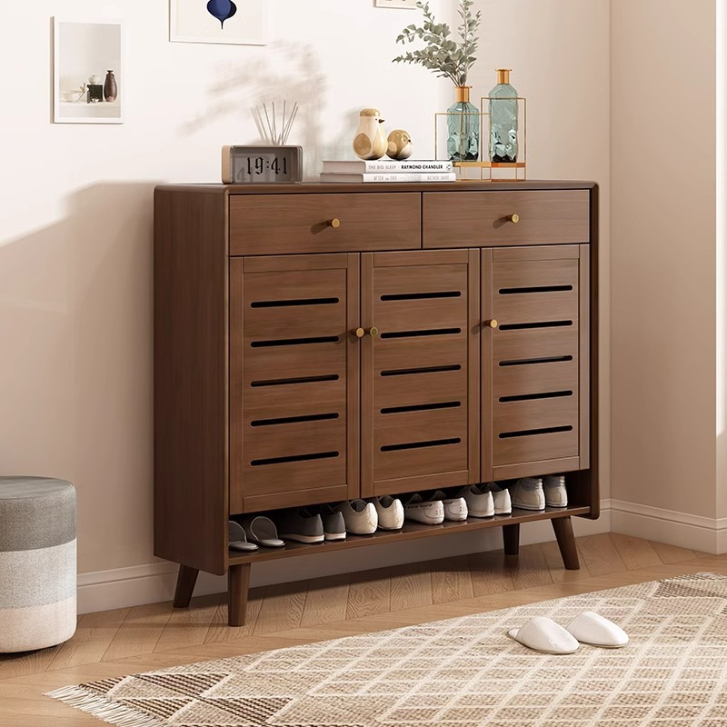 Lagom Breeze Shoe Cabinet, Three-door, Walnut