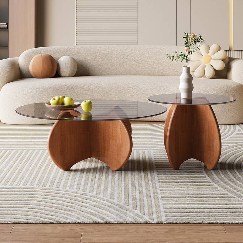 Flow Coffee Table Set, 70&50cm, Walnut