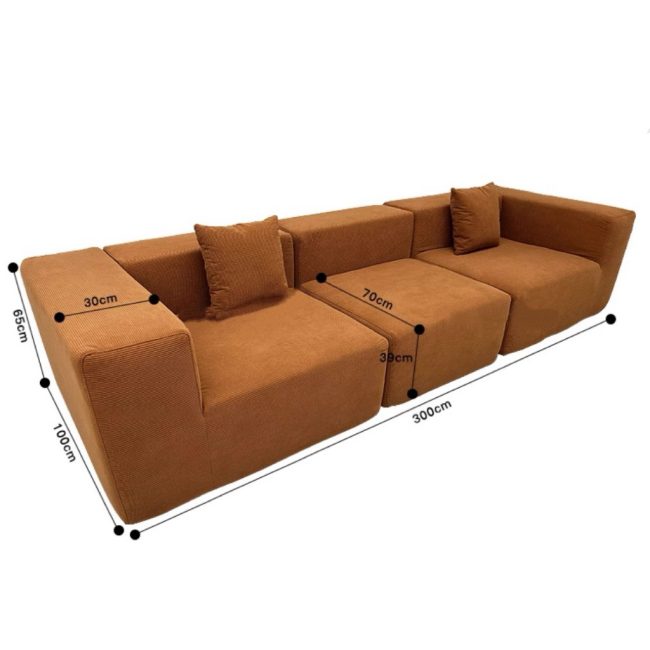 Amber Block Sofa, 300cm - Image 3