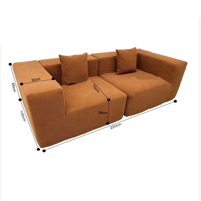 Amber Block Sofa, 220cm - Image 2