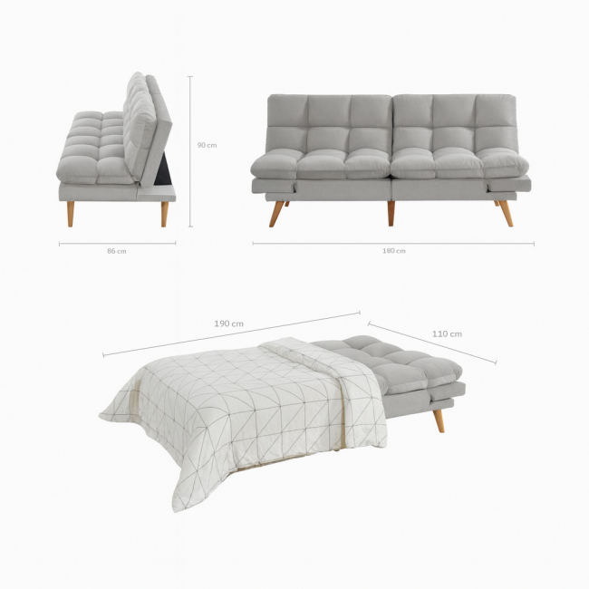 Lifely Buffy 3-Seater Velvet Sofa Bed - Image 6
