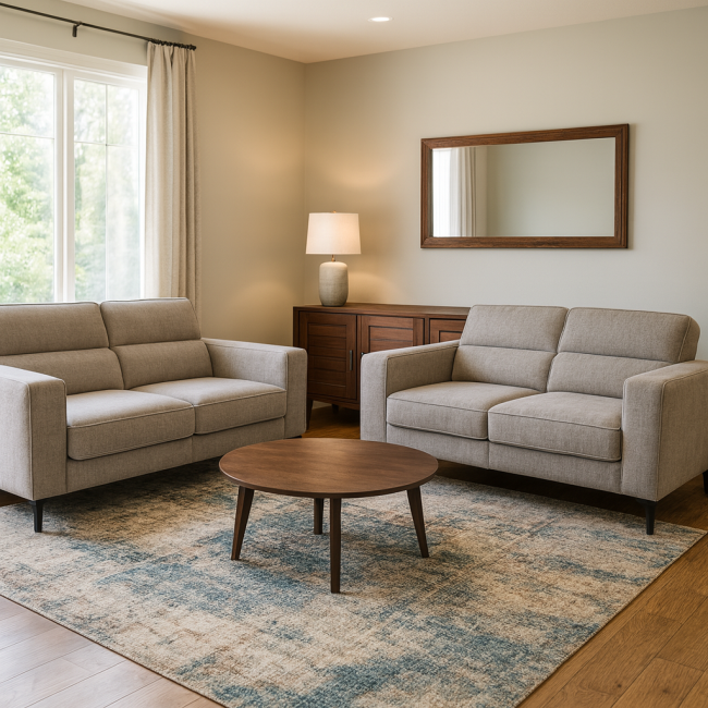 Oslo Modern Fabric Sofa, Grey - Image 2