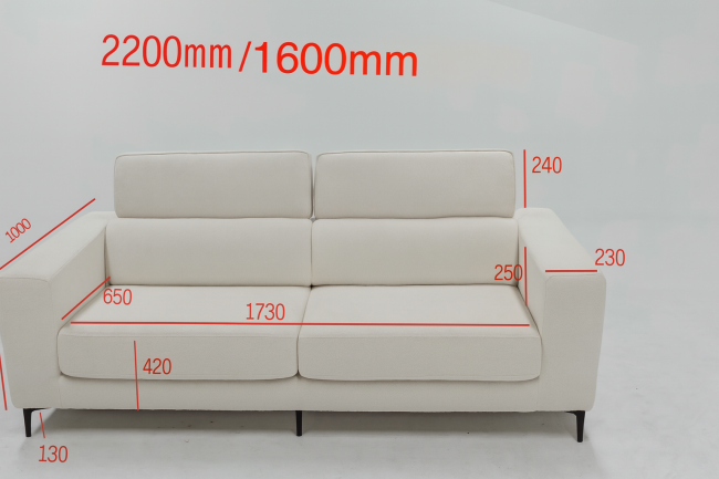 Oslo Modern Fabric Sofa, Cream - Image 5