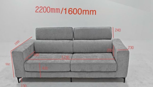 Oslo Modern Fabric Sofa, Grey - Image 5