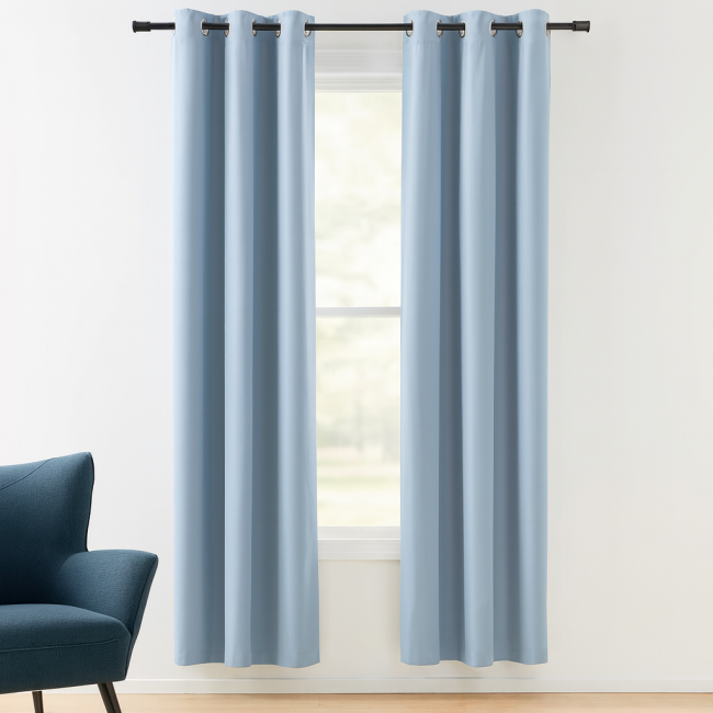 Amazon Room-Darkening Blackout Curtain Set with Grommets - 132 x 213cm, Light Blue, 2 Panels