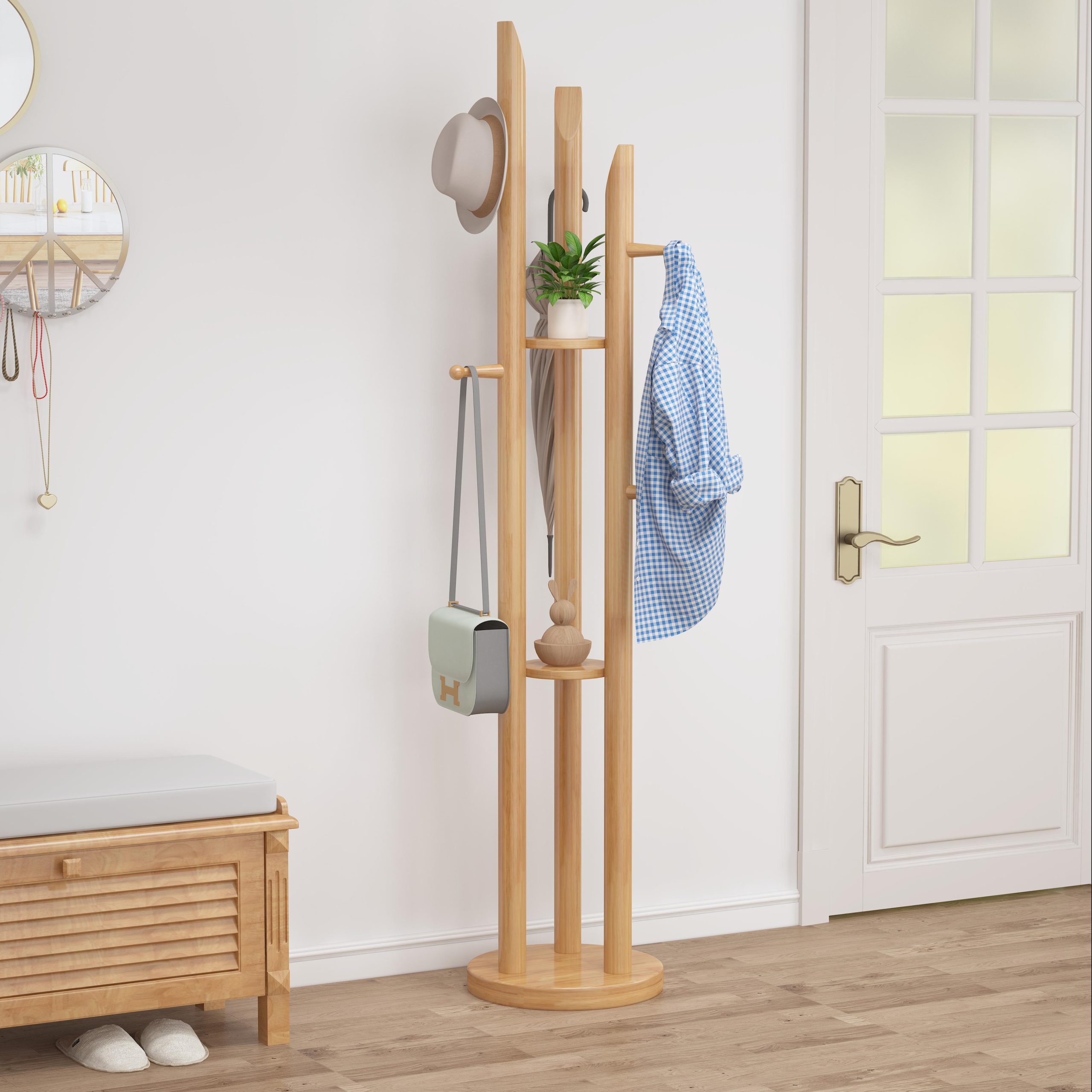 Lagom Halo Solid Wood Coat Stand, Wood