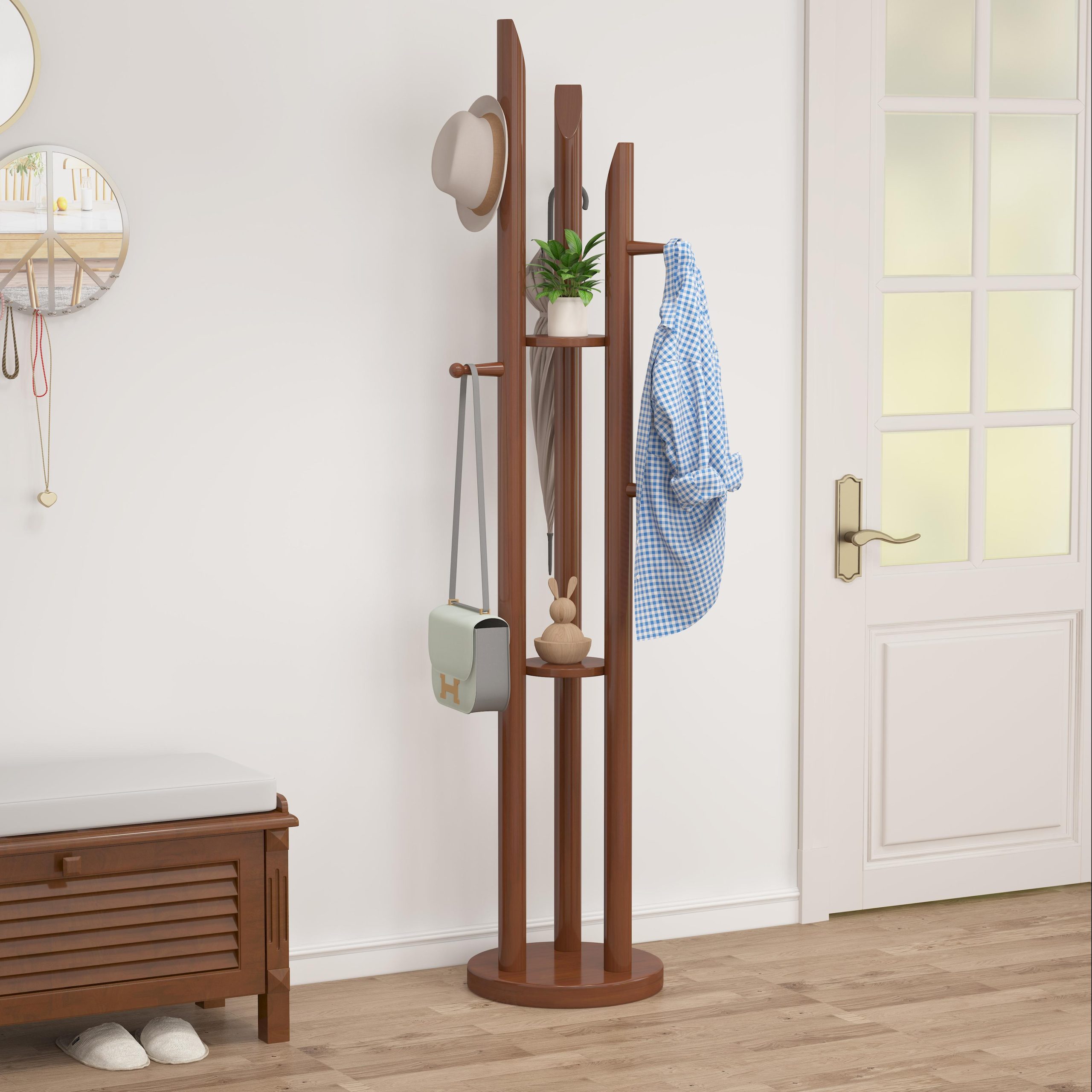 Lagom Halo Solid Wood Coat Stand, Walnut