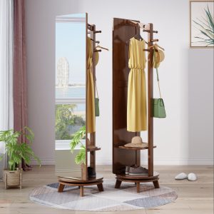 Lagom Rotate Mirror Coat Stand, Walnut