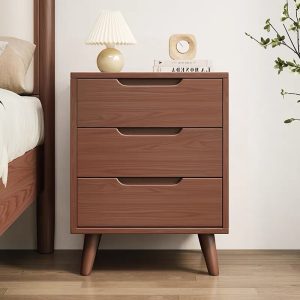 Lagom Bedside Table, Three-drawer, Walnut