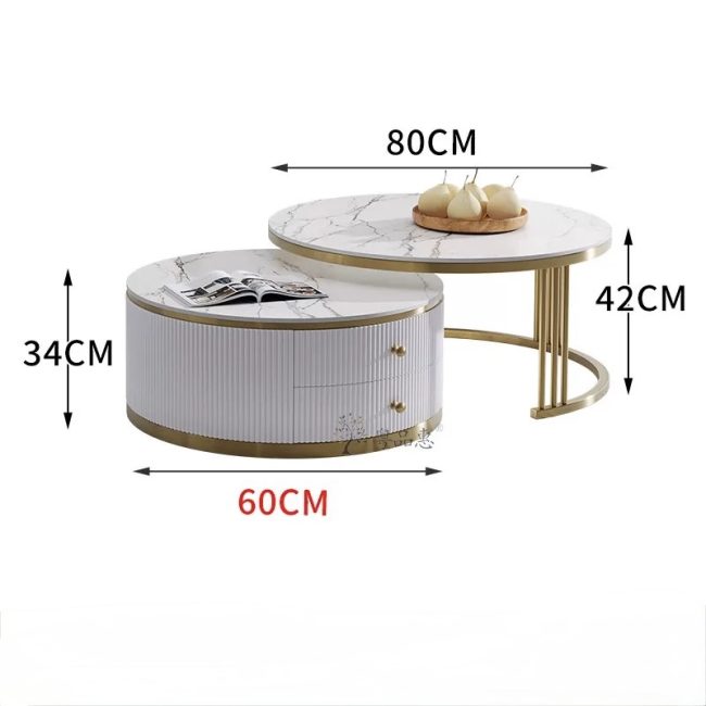 Valente Marble Entertainment & Coffee Table Set - Image 4