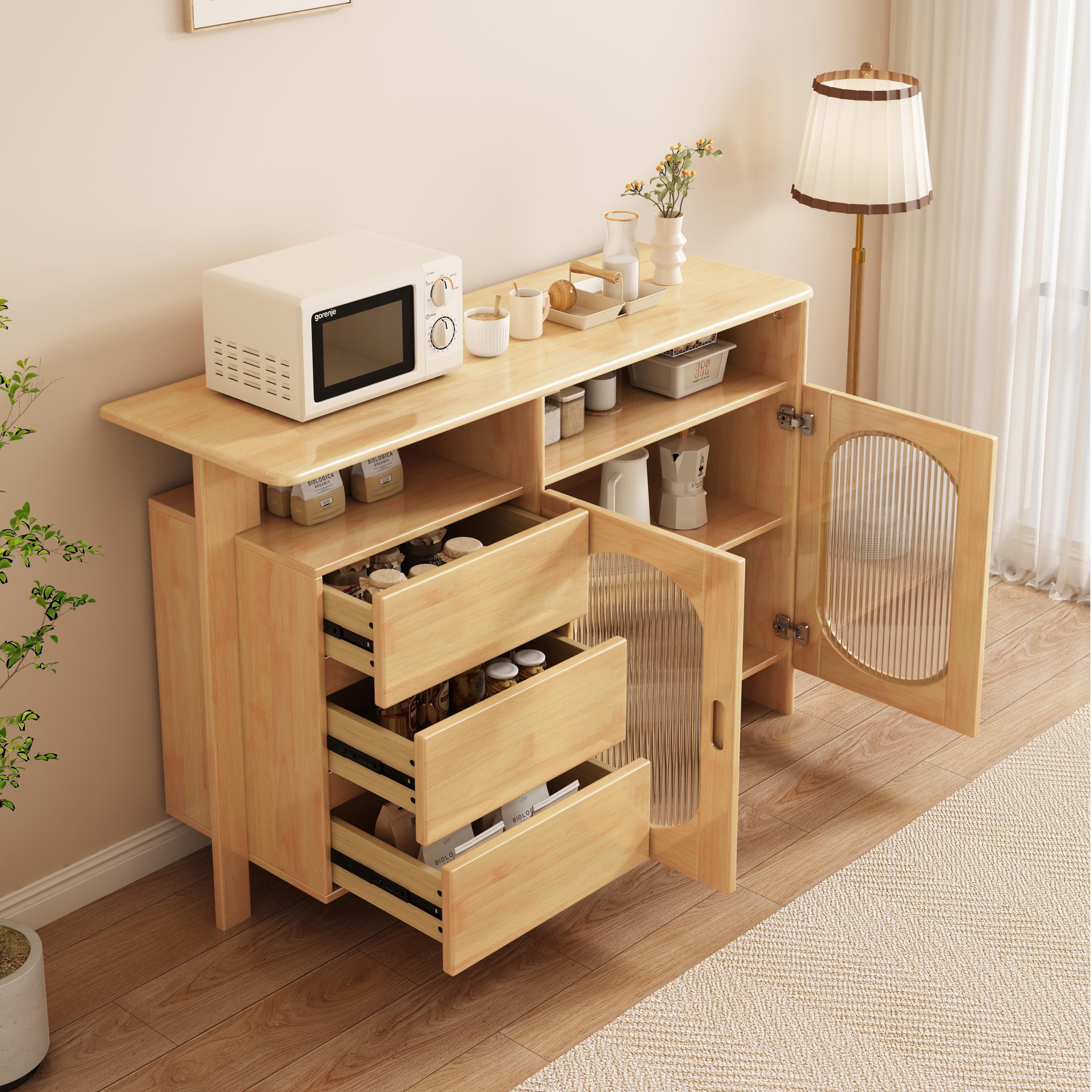 Lagom Hearth Buffet Table, Wood - Image 3