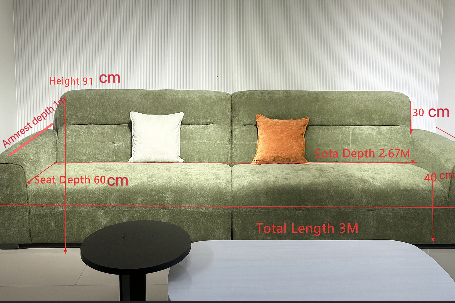 Mossy Cloud Duo-Lounge 3M Sofa with Two Footrests, Sage Green - Image 5
