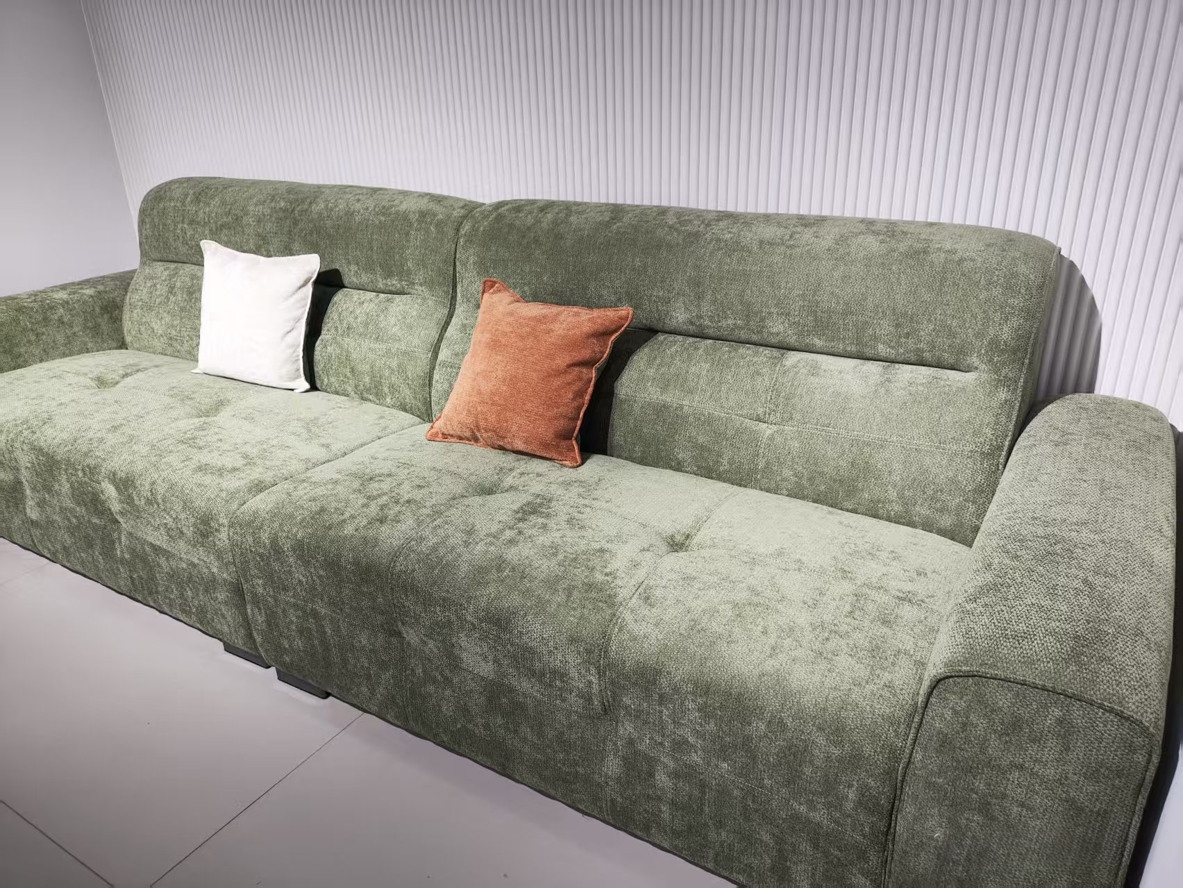 Mossy Cloud Duo-Lounge 3M Sofa with Two Footrests, Sage Green - Image 4