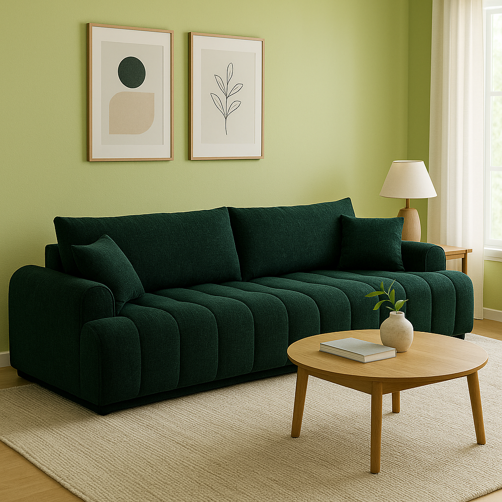 Mossy Cloud Verdura 3m Chenille Sofa Set - Image 2