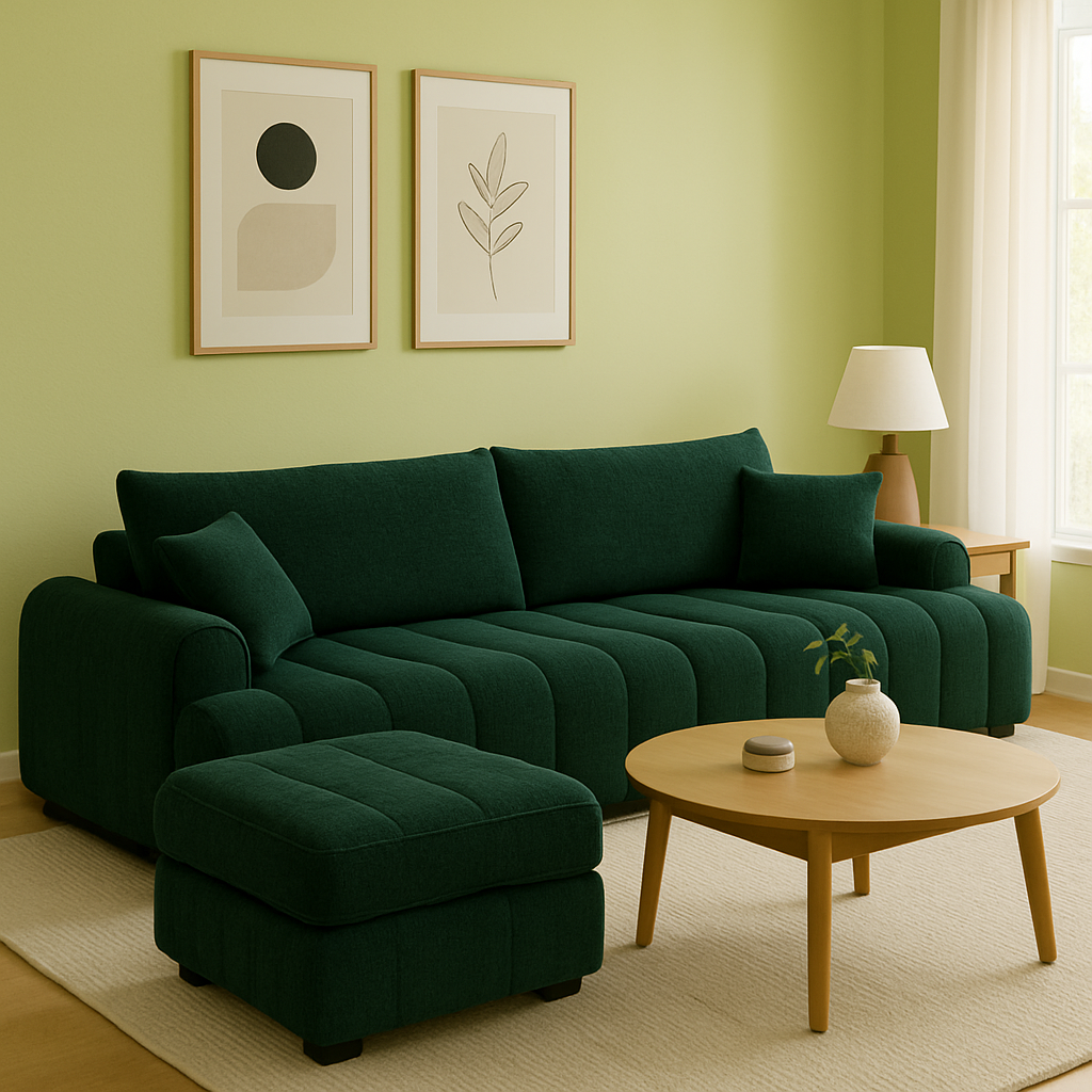 Mossy Cloud Verdura 3m Chenille Sofa Set - Image 3