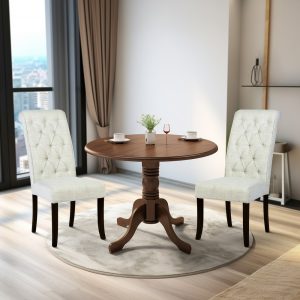 Cambridge Fabric Upholstered Solid Wood Dining Chair – Set of 2
