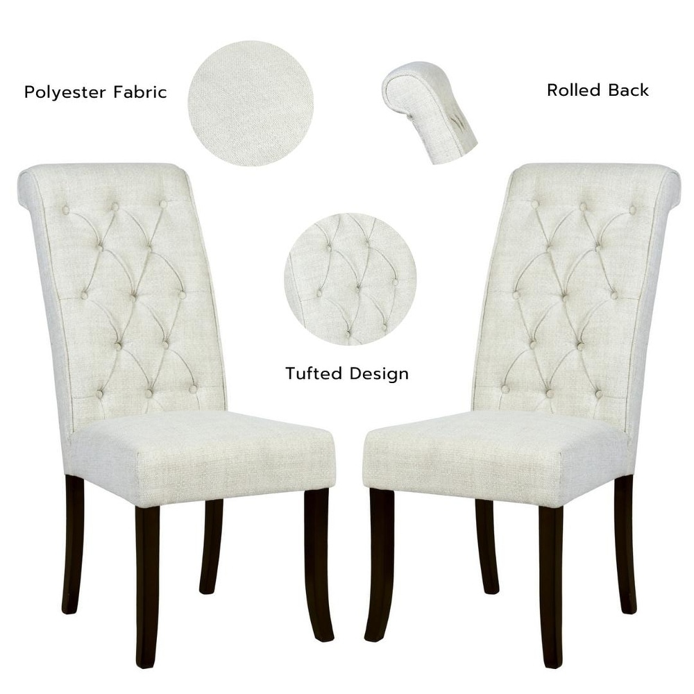 Cambridge Fabric Upholstered Solid Wood Dining Chair – Set of 2 - Image 5