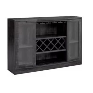 Home Bar Cabinet with Curved Glass Doors