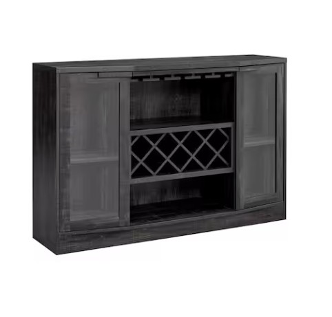 Home Bar Cabinet with Curved Glass Doors