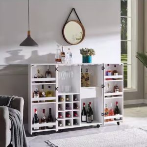 White Folding Wine Cabinet