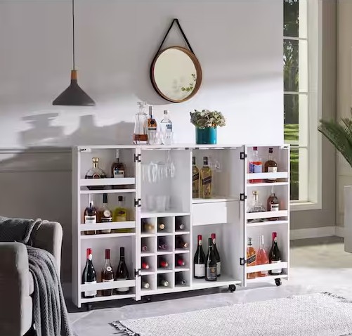 White Folding Wine Cabinet