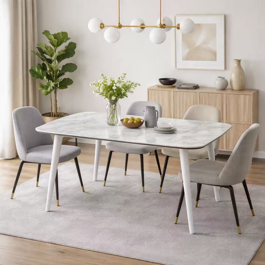 Opaline Marble Tile Extendable Table