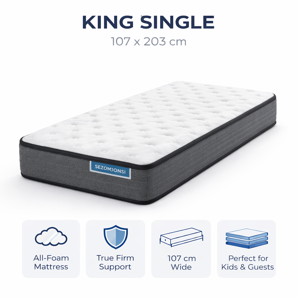 SEZMOONSI ComfortCore Medium Foam Mattress, King Single